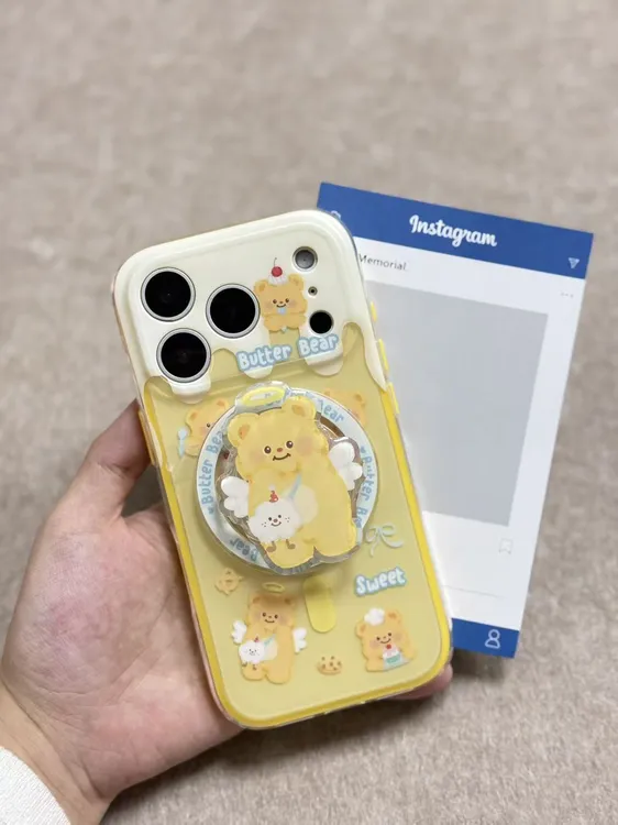 磨砂天使黄油小熊imd双层二合一磁吸手机壳一套