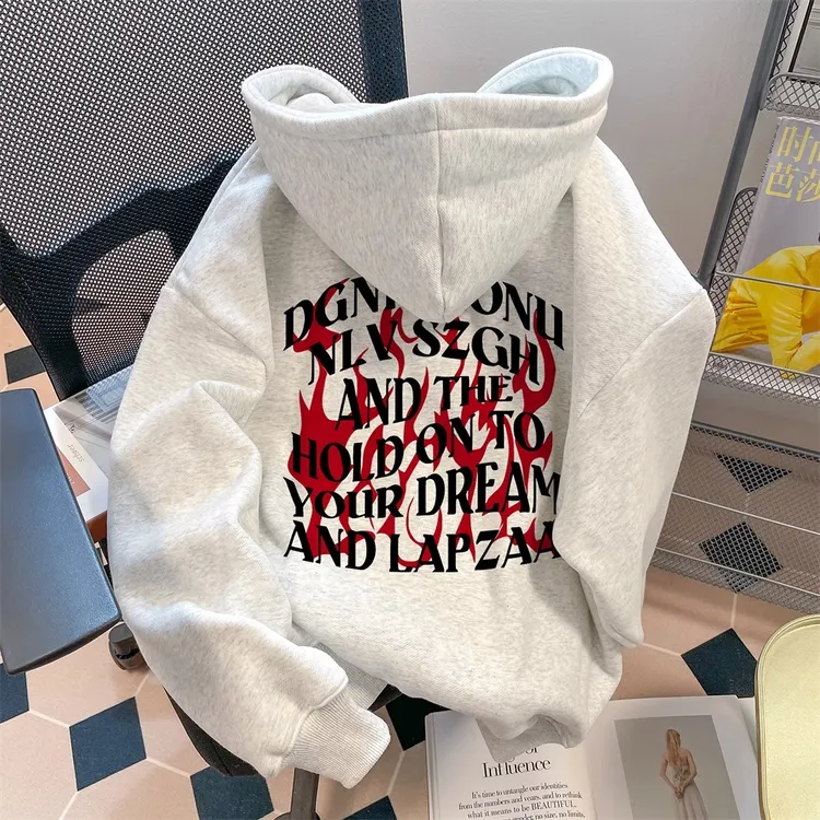 特大码300斤新款重磅连帽印花卫衣男装oversize美式休闲百搭上衣