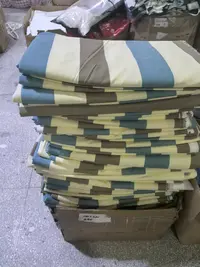 《厚广家》3楼240×260黄蓝棕条纹老粗布布料  发1张20%棉麻 未锁边