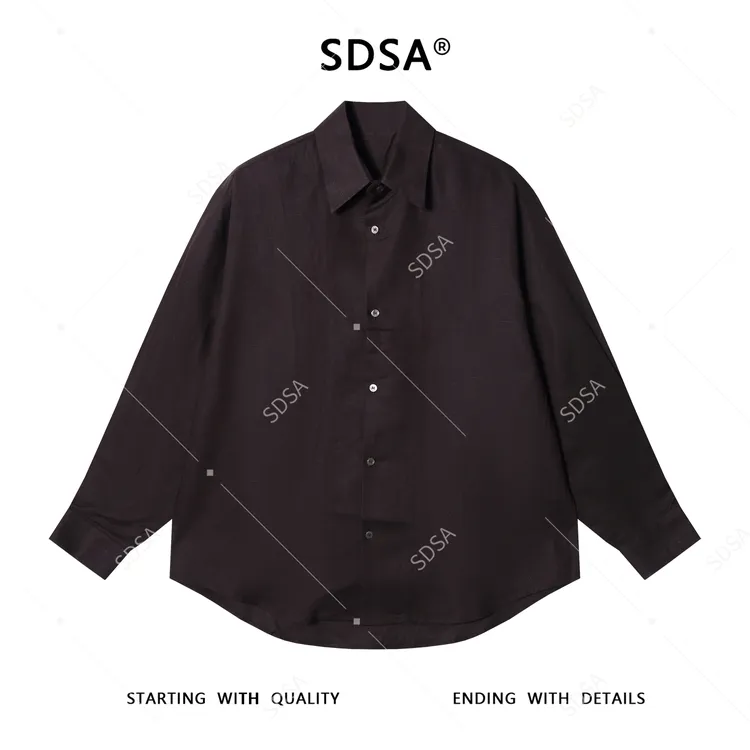 SDSA男士秋冬新款痞帅男装亲肤纯色翻领长袖衬衫宽松百搭衬衣时尚