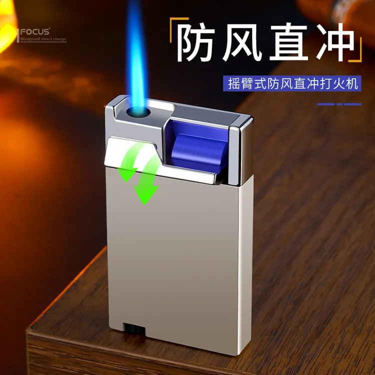 新款防风充气打火机网红爆款个性创意定制刻字礼物直冲蓝焰点烟器