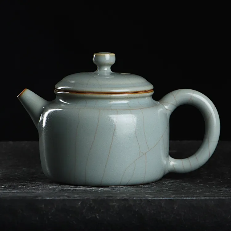 凝香阁茶养开片仿古釉天青汝窑德钟壶冰裂纹家用陶瓷简约中式茶具