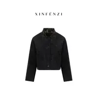 【黎明】XINFENZI 翻领皮绒面短款外套 51362