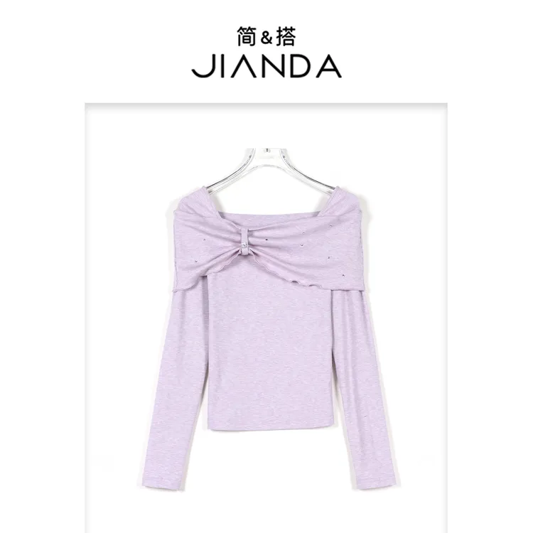 简&搭【千屿Sheila】重工水钻一字肩上衣251-SY/0304-7050