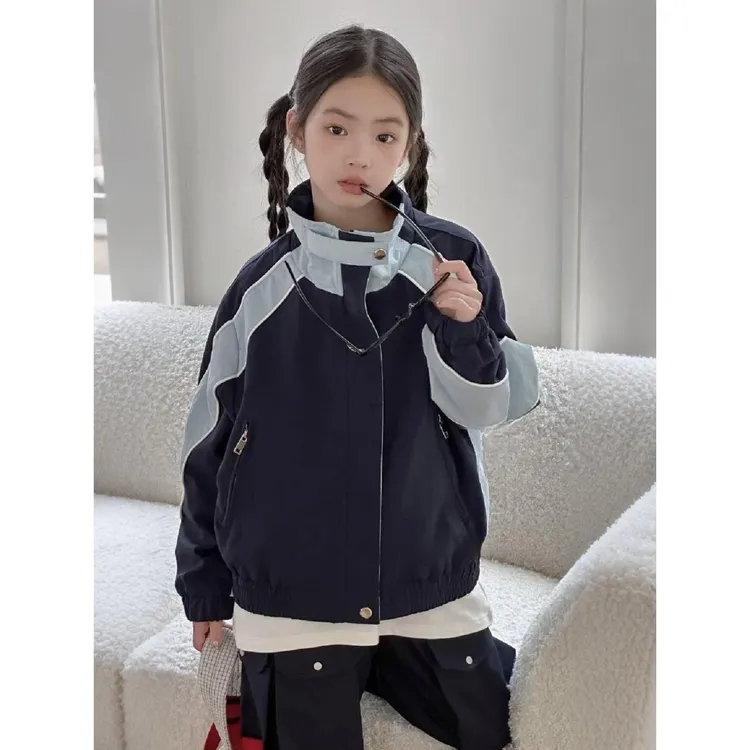 女童外套春秋2025新款儿童秋装短款夹克衫女孩韩版洋气户外冲锋衣