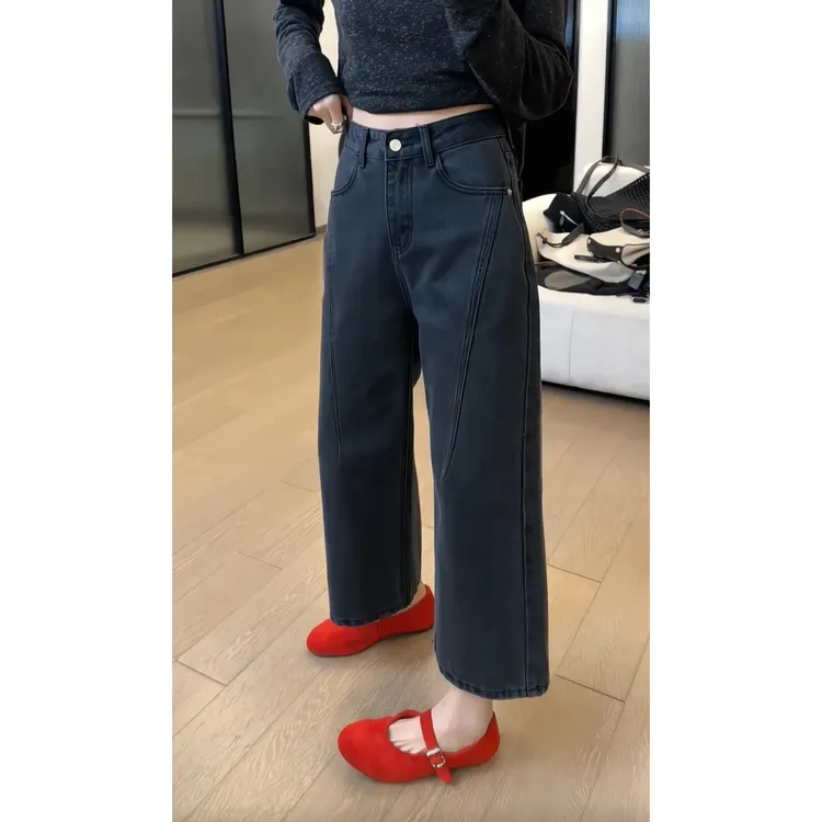 牛仔裤女春夏季新款显瘦窄版小个子百搭休闲复古宽松高腰九分裤子