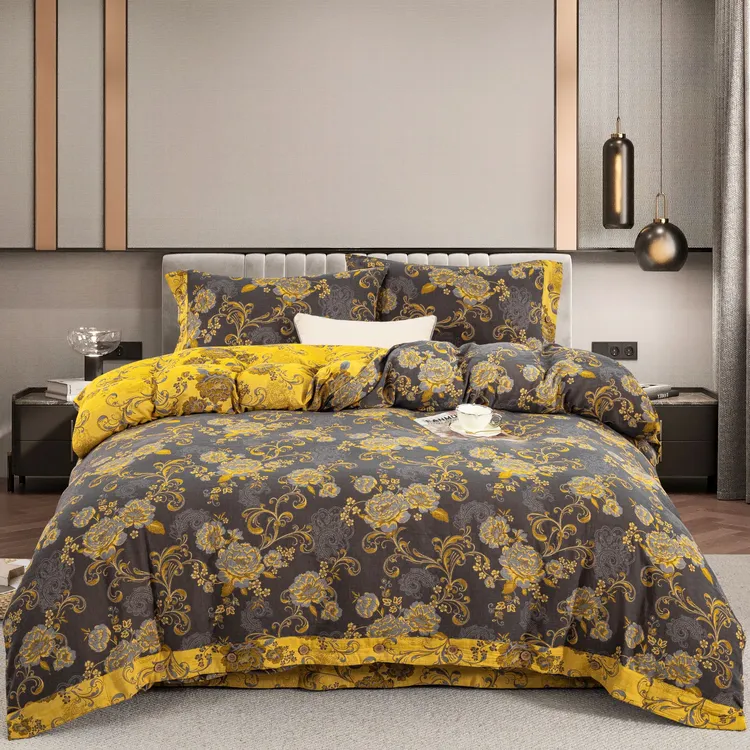 良品绘【高奢黑金-合集】全棉双层纱床单被罩四件套母婴贴身睡柔软/