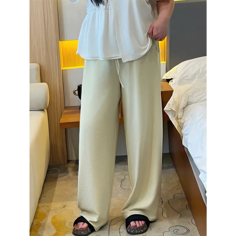 大码女装潮流遮肉花契200斤胖mm醋酸铜氨绒奶皮多巴胺弯刀裤4314