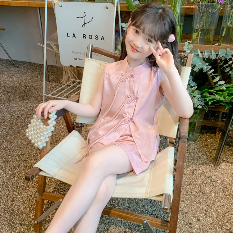 女童夏装套装2024中国风背心上衣短裤儿童夏天新中式两件套