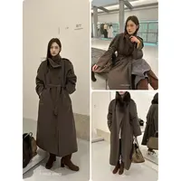 J-16358#三姐妹#气质高领韩系简约秋冬夹棉外套风衣（福利）