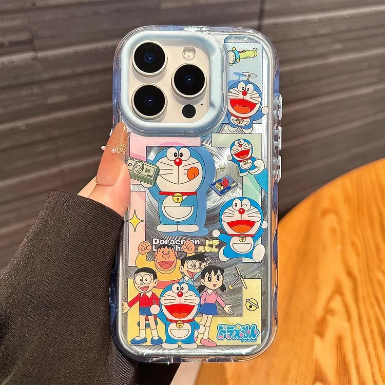 新款可爱叮当猫插画适用苹果16promax手机壳iphone15保护套日韩