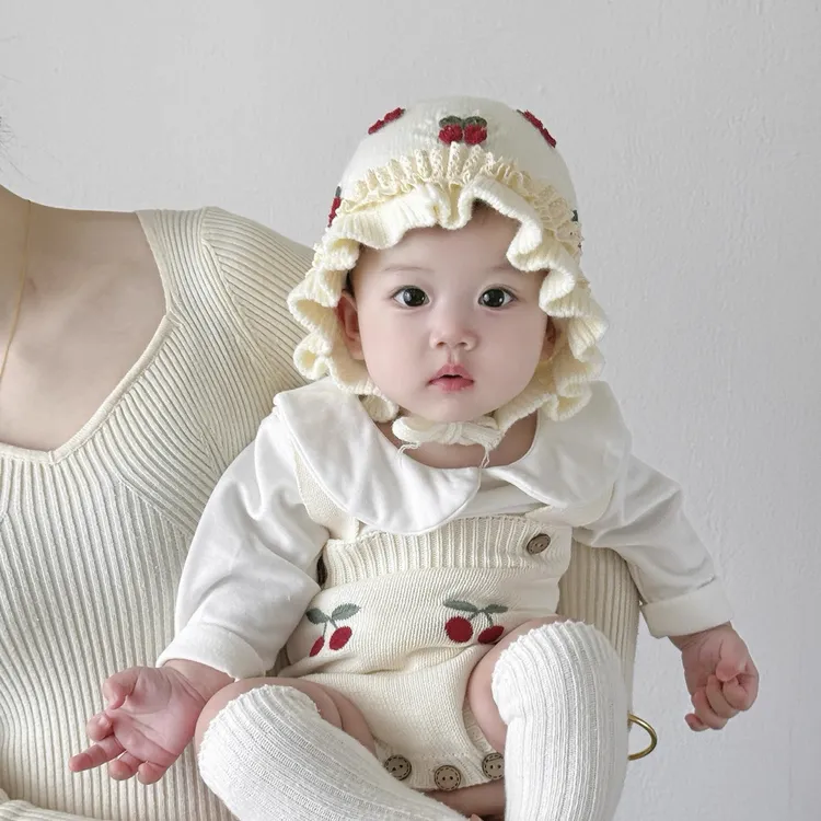 宝宝帽子冬天毛线帽可爱韩版加厚保暖公主帽婴幼儿防风针织护耳帽