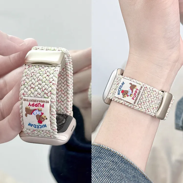 适用苹果S10手表iwatch9表带腊肠狗applewatch87磁吸尼龙编织运动