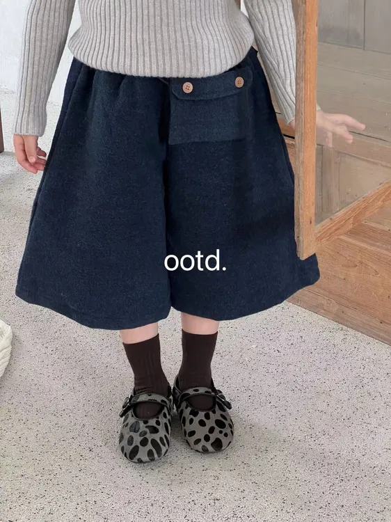 OOTD-915-儿童韩系百搭女童带包七分裤（秋冬款）
