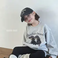 嗒囜【班级团宠】弹力包边防风保暖小狗印花儿童秋冬装宽松套头卫衣