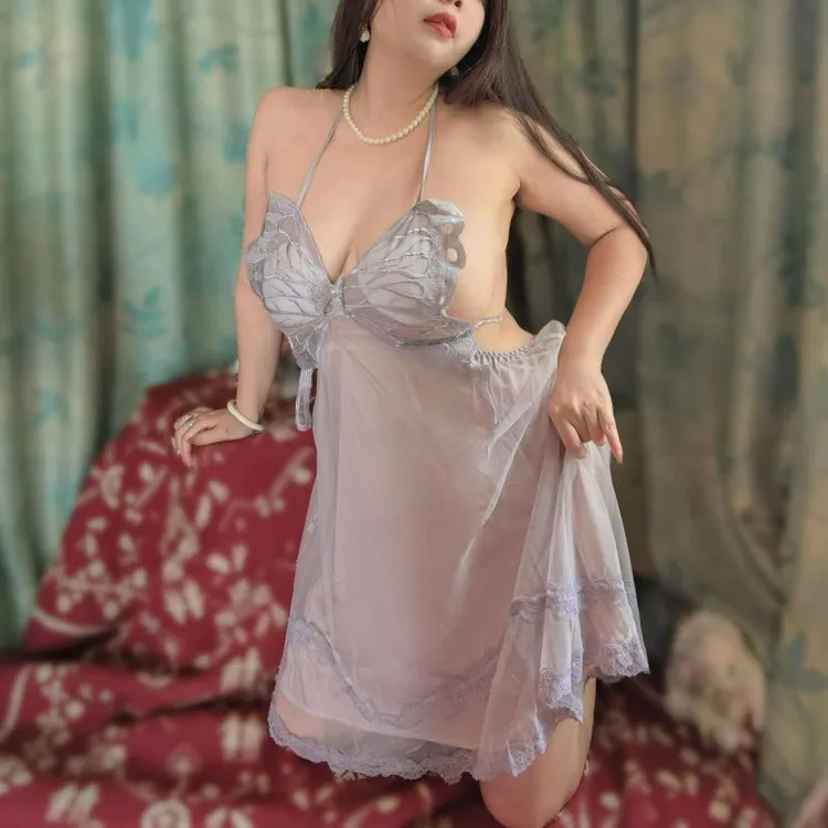 外袍露背睡裙狐狸胖M胖性感家居服套装加胸垫斤大码聚拢200女吊带