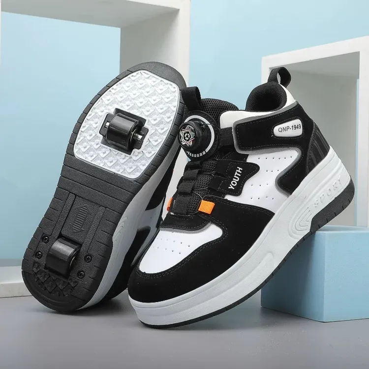 男童暴走鞋2025新款双轮透气旋转纽扣溜冰鞋儿童中大童女童轮滑鞋