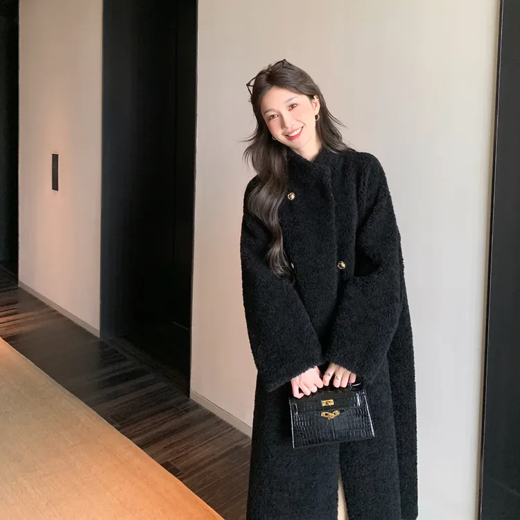 摘星夜曲 新款仿羊毛皮毛一体毛毛长款外套女2025秋冬羊羔毛大衣