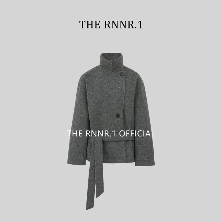 THE RNNR.1法式老钱！灰色 绵羊毛 松弛落肩系带立领大衣外套