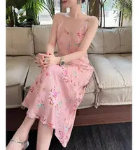 【南油玲姐】粉色吊带连衣裙24087