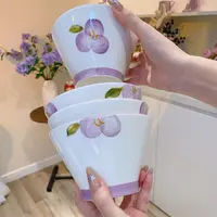 伴花时光新款陶瓷5英寸大号饭碗家用日式高脚防烫斗笠碗陶瓷餐具