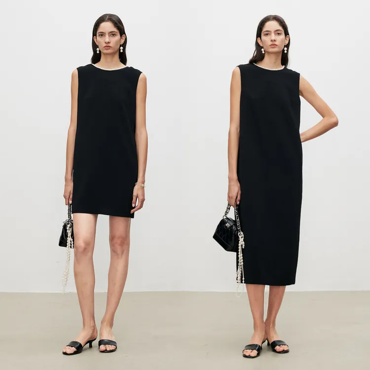 MARIUS''纸片人珍珠版''三醋酸ROW风极简直筒连衣裙