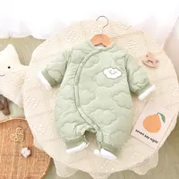 婴儿连体衣夹棉加厚棉衣新生幼儿爬服宝宝衣服秋冬装外出服