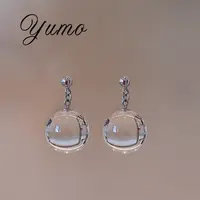S925银清爽天然白水晶泡泡灵动通透灵动轻盈感耳钉耳饰12mm
