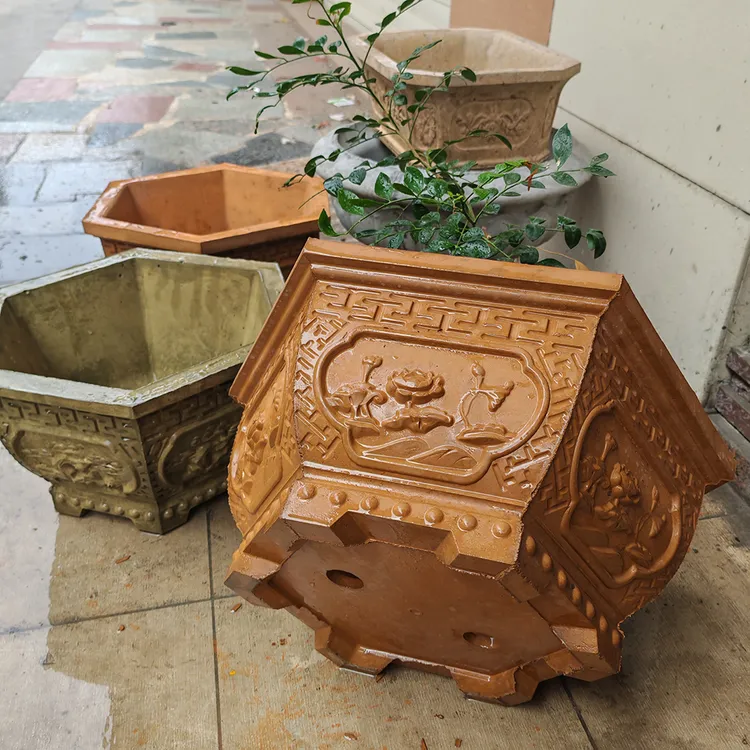 矮脚六角花盆模具水泥盆种花盆景自制制品模板制作花瓶模型创意