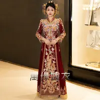 重工秀禾服新款2025丝绒中式结婚嫁衣新娘出阁礼服复古敬酒服迎亲