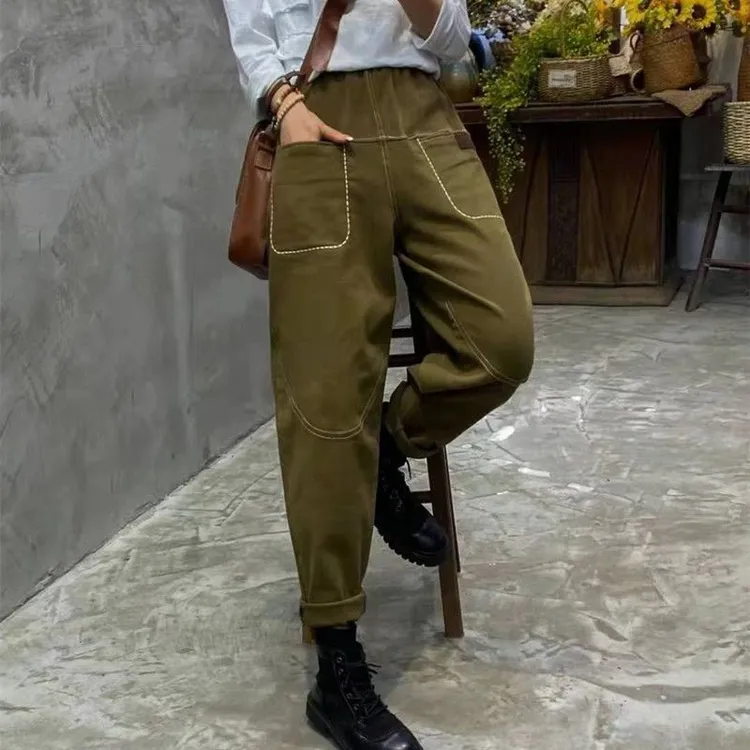 哈伦休闲裤女2026春秋新款大码宽松老爹裤高腰显瘦洋气百搭工装裤