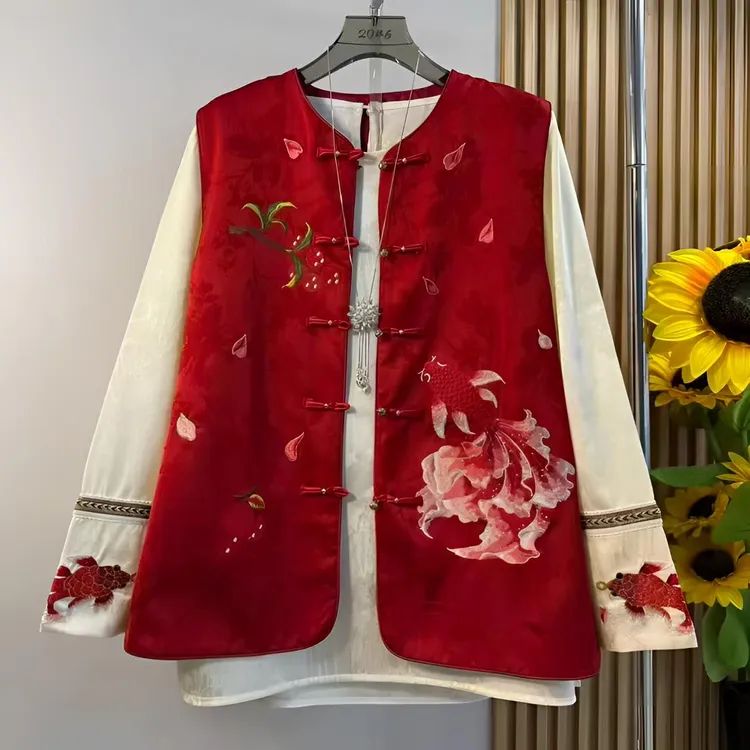 新中式年年有余重工刺绣马甲