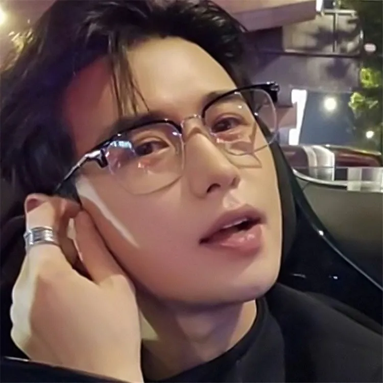 童锦程同款半框眼镜眉毛架斯文框抗蓝光眼镜超轻潮流眼镜近视可配