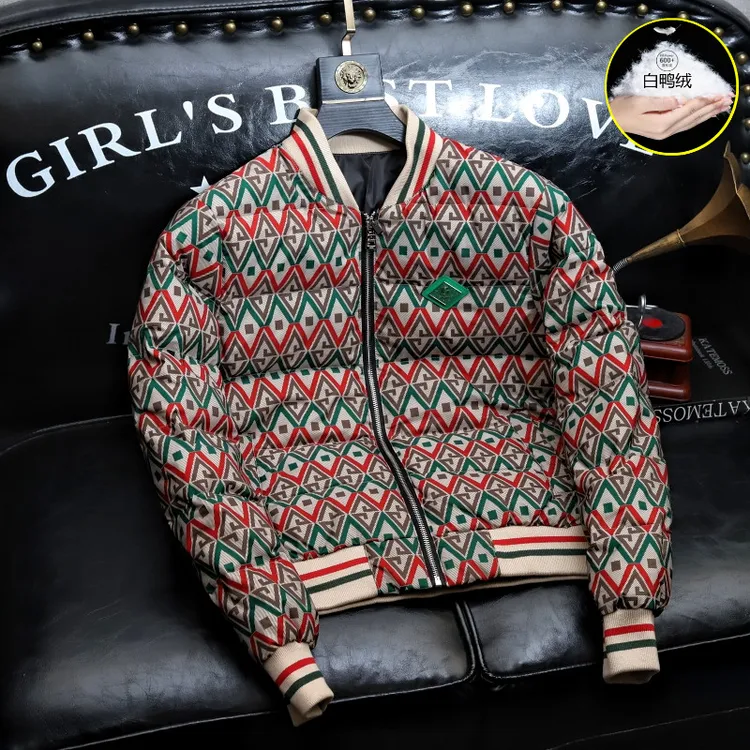 SALBUROS萨尔布勒斯潮流时尚男士冬季加厚保暖立领印花羽绒外套