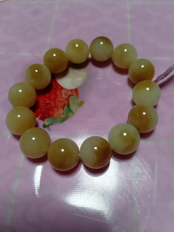 和田玉新疆且末糖白老料手串77705罗