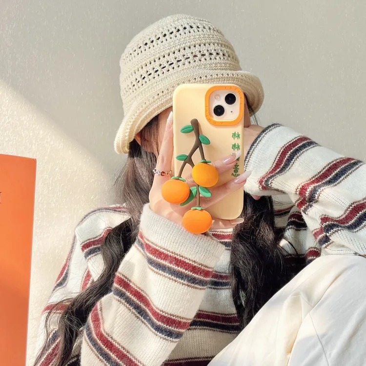 创意吊坠柿子事事如意iPhone17苹果16适用14/15pro max手机壳套13