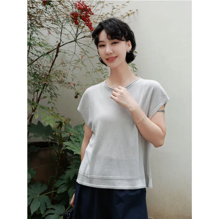 TT设计师【早云织】夏季新款百搭时尚天丝亚麻混纺T恤TT192101