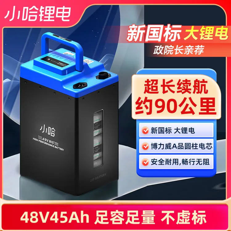 小哈电动车锂电池48V45AH磷酸铁锂外卖大容量电瓶车电池