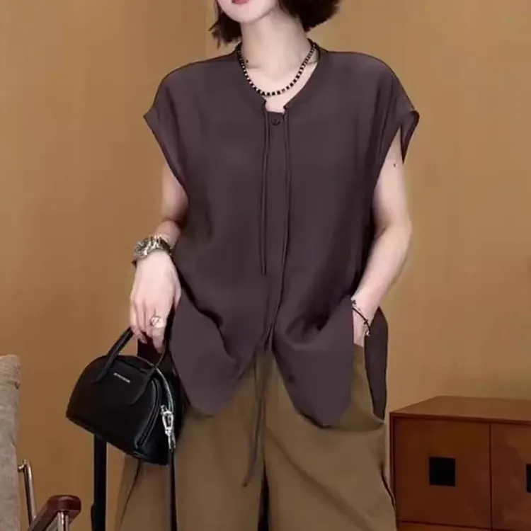 宽松气质短袖衬衫女夏季薄款胖MM大码女装时尚洋气减龄高级感上衣