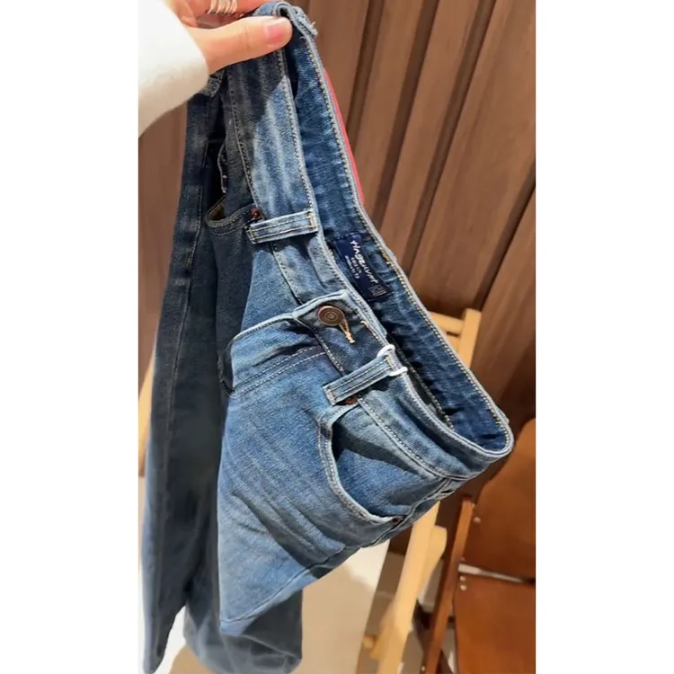 大码小个子高腰直筒裤女秋季新款时尚蓝色百搭显瘦九分烟管牛仔裤