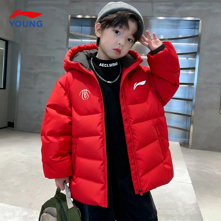 李宁儿童羽绒服2026马年本命年青少年潮款童装鸭绒保暖红色拜年服