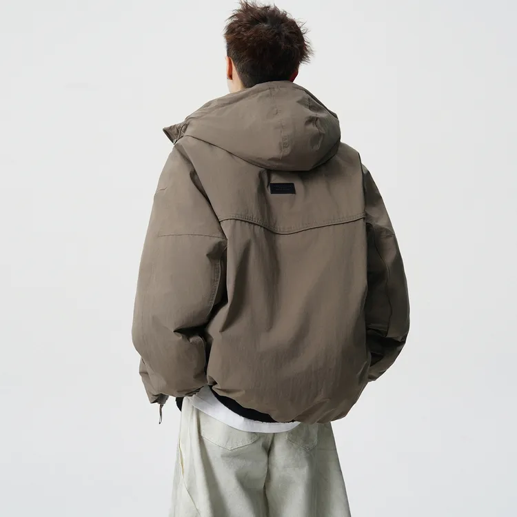 冬季连帽羽绒服男2025新款青少年流光机能风防寒宽松加厚保暖外套