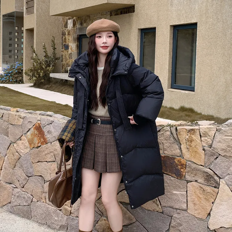 新款冬大码羽绒服女中长款连帽加肥加大码胖280斤宽松显瘦少女风