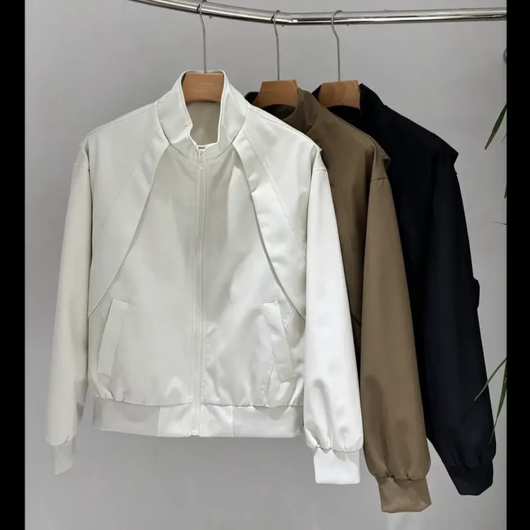 【百象服饰】秋季休闲立领三防夹克纯色户外工装飞行夹克百搭外套