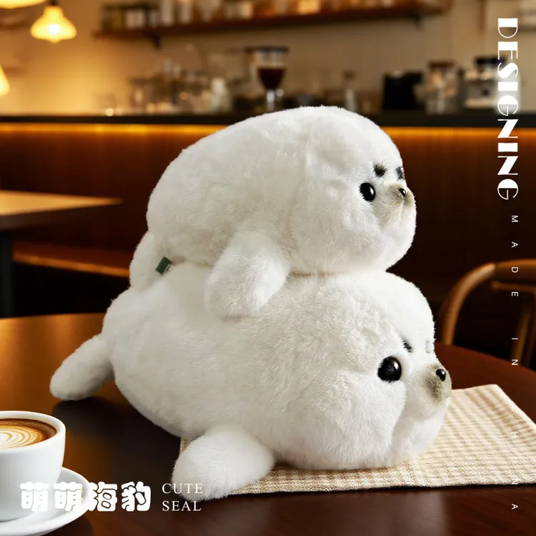 日本大阪海游馆仿真白色海豹玩偶超萌可爱毛绒玩具抱枕公仔布娃娃