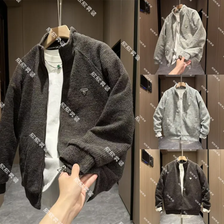 棉服潮牌针织立领痞帅拼接百搭时尚男士外套