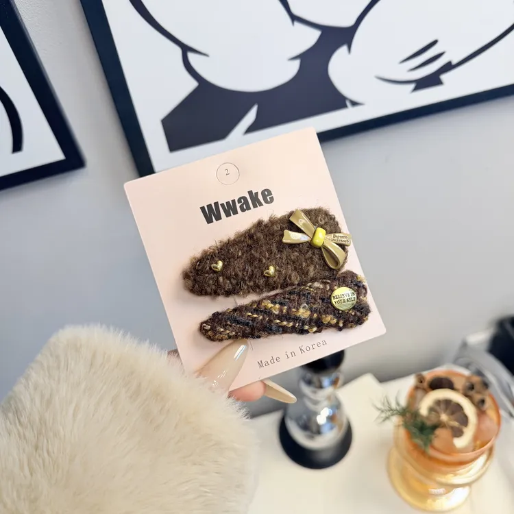 韩国MIMILINE  秋冬新款羊毛BB夹千金风休闲风百搭时尚发卡ins