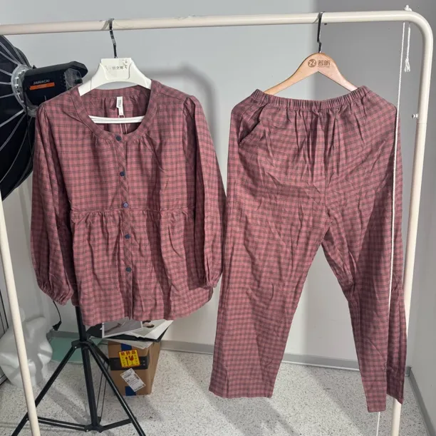 蒙福家瑕疵特价新款女士春秋季纯棉长袖睡衣套装不退不换