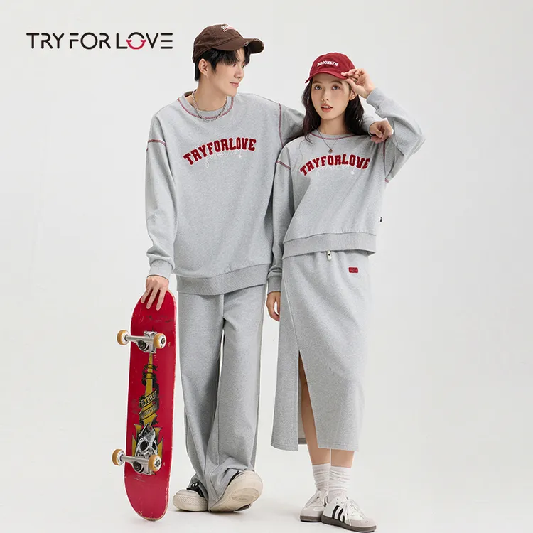 tryforlove情侣春秋季休闲服套装时尚情侣装长袖圆领秋冬运动套装