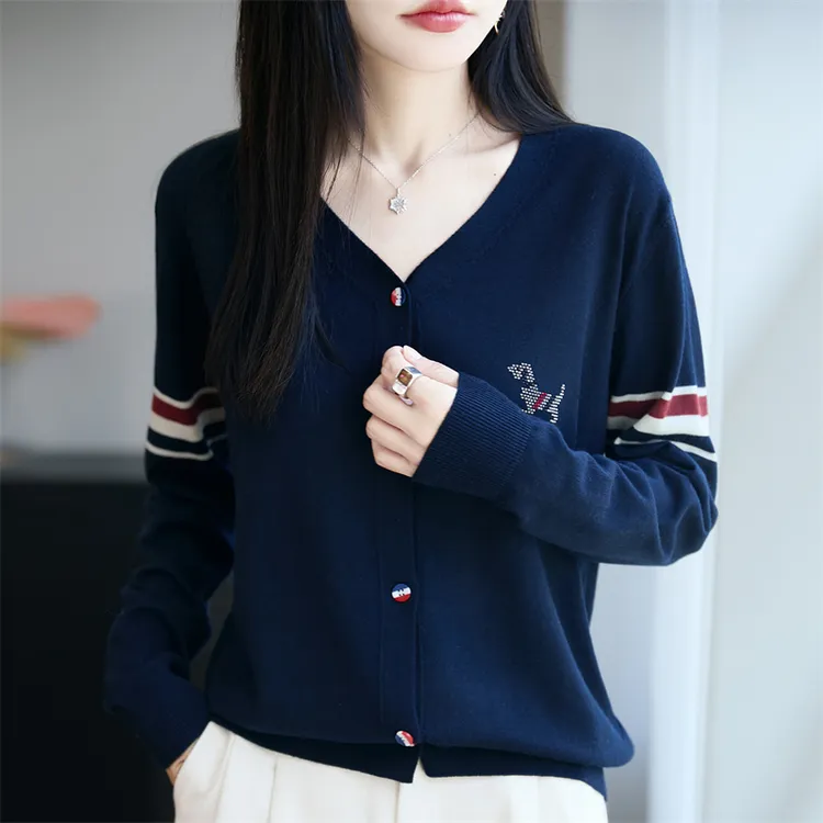 哥弟阿玛施正品女装毛针织衫时尚狗刺绣羊绒开衫秋季外搭针织上衣